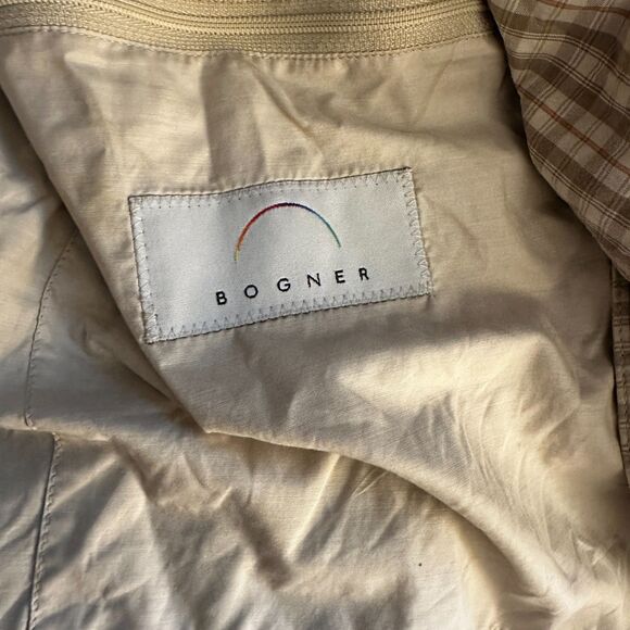 Bogner Vintage Brown and Cream Plaid Snap Bomber Jacket Outer Layer Size XL - Picture 9 of 9